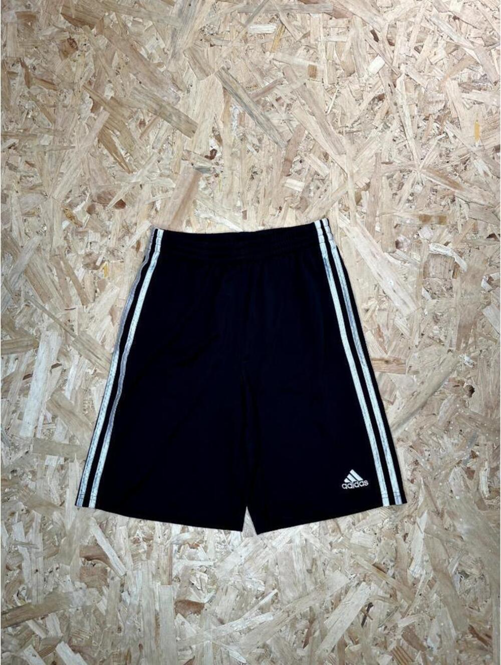 Adidas Boys Athletic Shorts Size L 14 16 Black White 3 Stripe Drawstring Mesh
